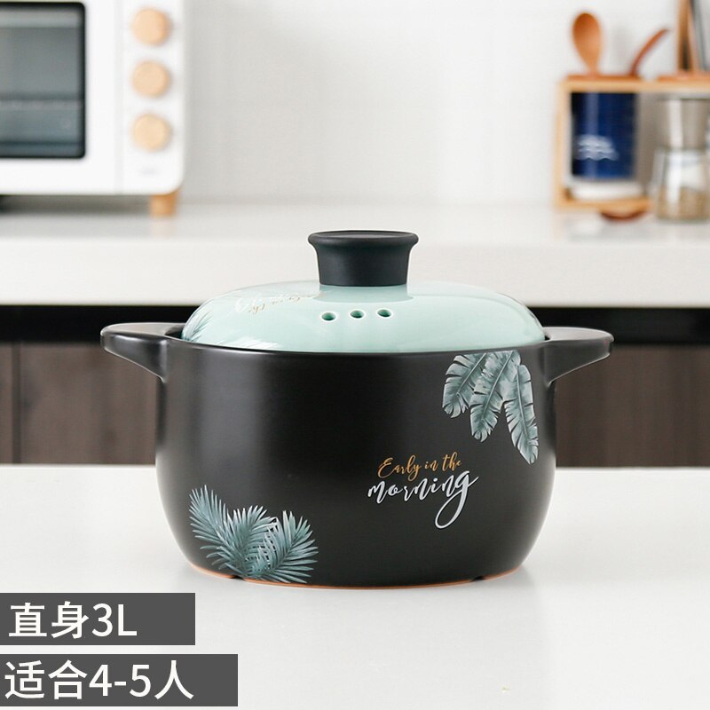 Ceramic casserole direct fired domestic soup health preserving pot cookware set pots and pans ceramic stew pot: Leaf Casserole-3l