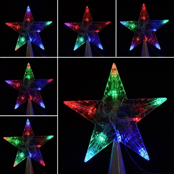 Stor juletræ topper stjernelys lampe flerfarvet dekoration 100-240v stk: Default Title