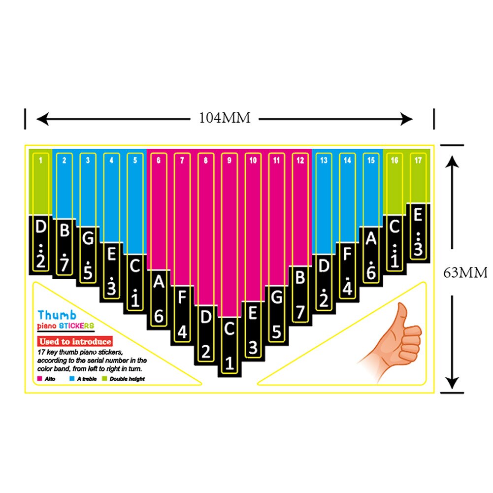 1 pçs kalimba escala adesivo polegar dedo piano nota chave adesivos para iniciante aprendiz percussão instrumento musical acessórios
