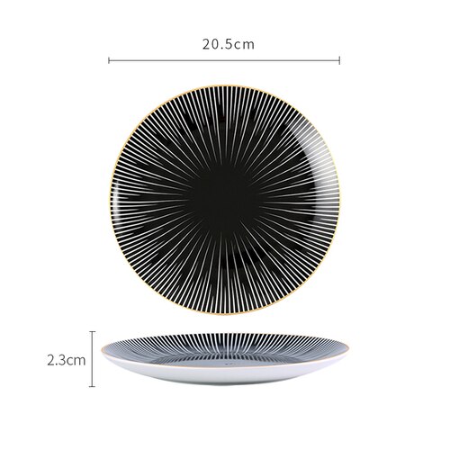 Nordisk huvudrätt geometrisk servis hem restaurang kök middagsfat porslin dessert bestickset tårta keramiskt fat: E