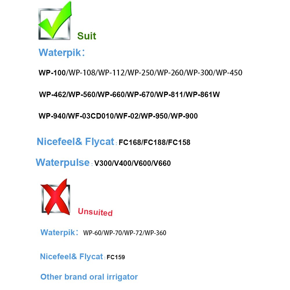 Embout à Jet Standard pour buses de remplacement Waterpulse & Waterpik & Nicefeel & Flycat accessoire d'irrigateur Oral à fil dentaire