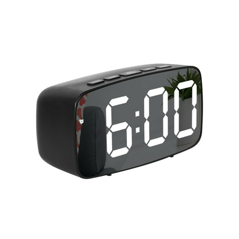 Large Digital LED Desk Alarm Clock Mirror Display USB Snooze Temperature 5 Keys WAtch Electronic Desktop Clocks For Bedroom