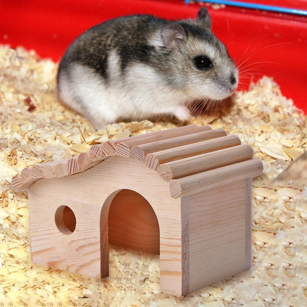 Wooden Hamster Nest Sleeping House Hut Toy Hedgehog Bed Dodge Assembly Chinchilla Mouse Hamster Nest Pad Small Animal Supplies