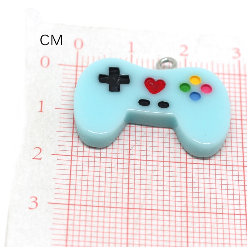 Controlador de videojuegos mezclado, dijes de resina, llavero plano, collar, colgante, accesorios de joyería Diy, 10 Uds.