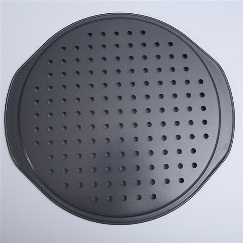 Non-stick pizza stekepanne med hull husholdnings bakeform kake panne bakeware stekeplate for pizza kake (svart)