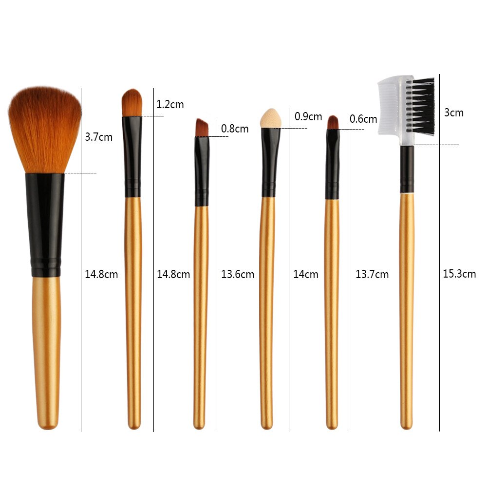 S'AGAPO 6 uds champán de sombra de ojos maquillaje cepillos delineador de ojos cejas Fundación Blush corrector maquillaje cepillo herramientas