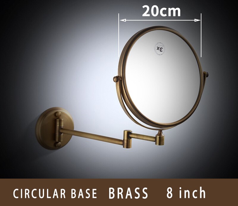 Dressing Mirror Wall Mounted 8 inch Brass Magnifying Mirror Folding Black Oil/Gold Makeup Mirror Cosmetic Mirror Lady: C 8inch GOLD