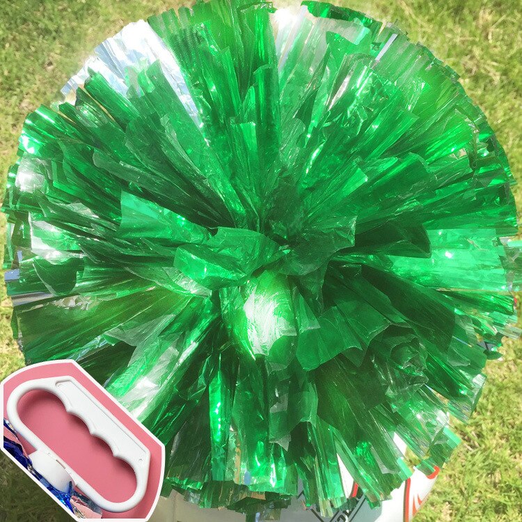 24Cm Cheerleader Pom Poms Sparkly Twee-Vinger Cheerleader Bloem Bal Kinderen Cheer Hand Bloem Cheer Props Sport Bloem bal: green-silver