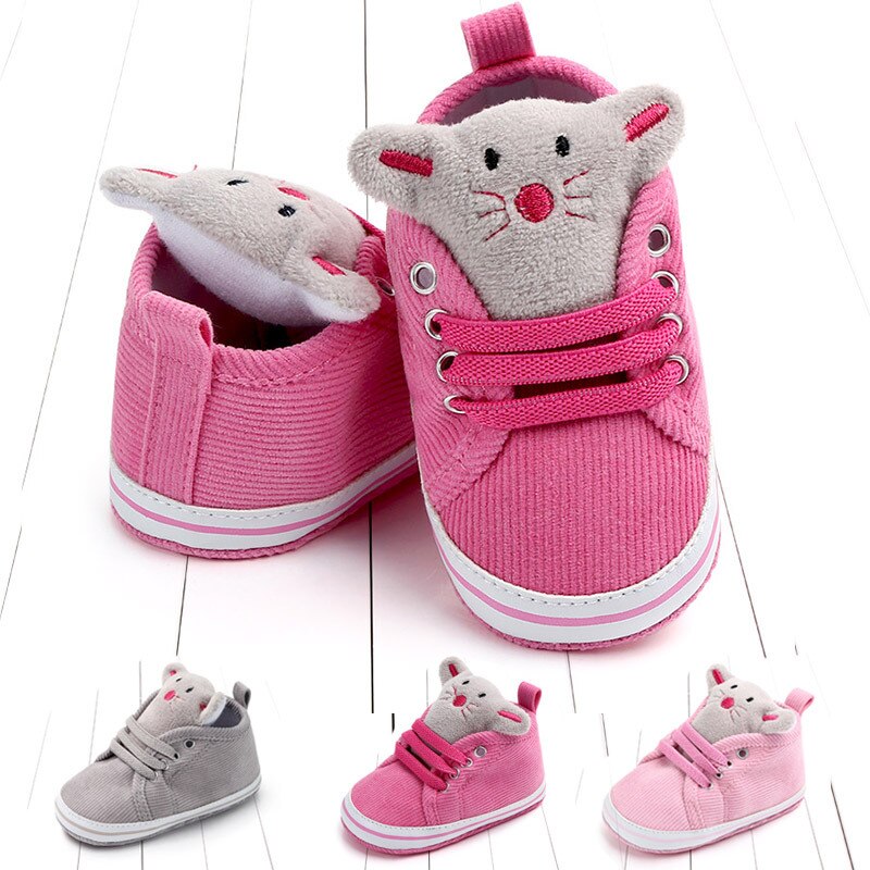 Babyskor djur tecknad baby sneakers bomull halkfria första vandrare vår höst spädbarn skor