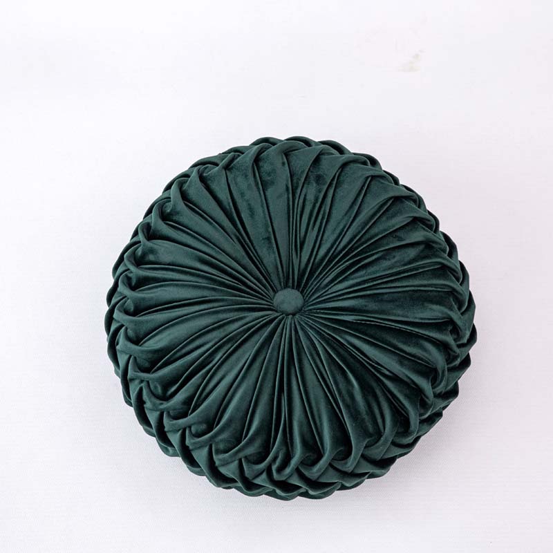 Cojín redondo de terciopelo de 35cm para sofá, almohada rellena, puf futón en el suelo: green-A