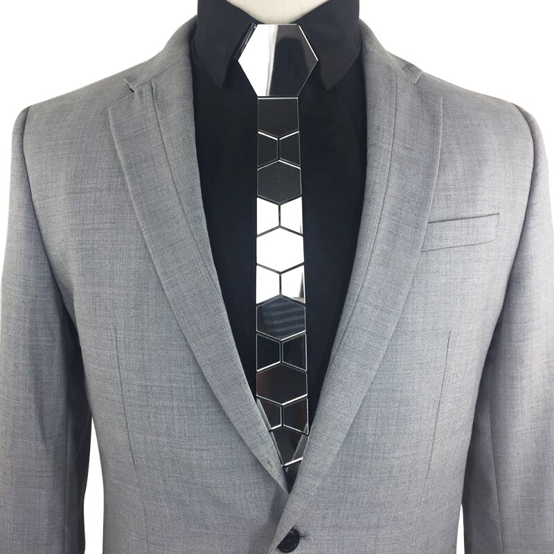 15 Styles Silver Hexagon Ties Stylish Men Skinny Neckties 6cm Luxury Men Box Formal Dress Wedding Accessory Unique: Skinny Hexagon