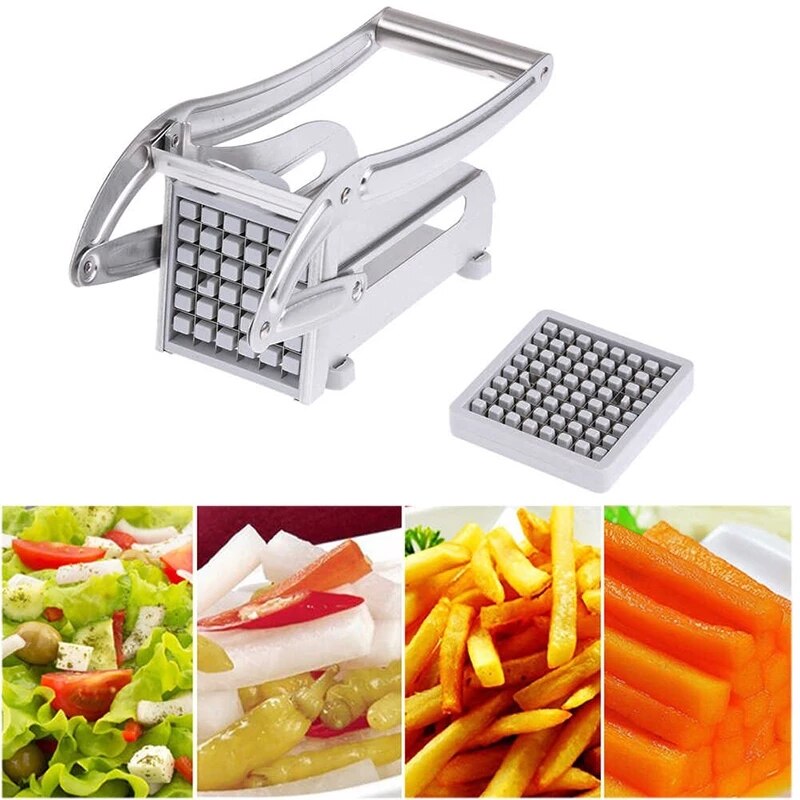 Stainless Steel French Fry Cutter,Vegetable and Potato Slicer,with 2 Blade Size Cutter Option,for Air Fryer Food Kitchen Gadgets