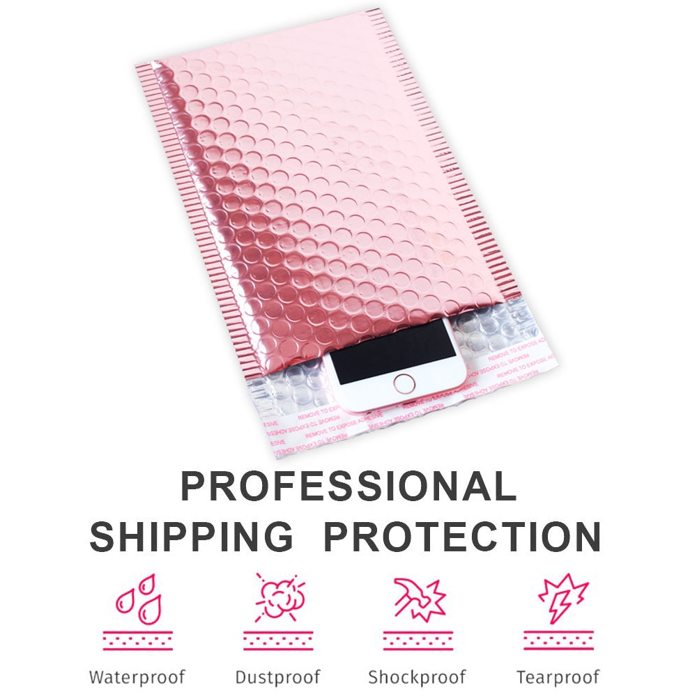 Speedy Mailers 50pcs Rose Gold Bubble Envelope Foam Foil Mailing Bag Bubble Mailer Envelopes for Packaging
