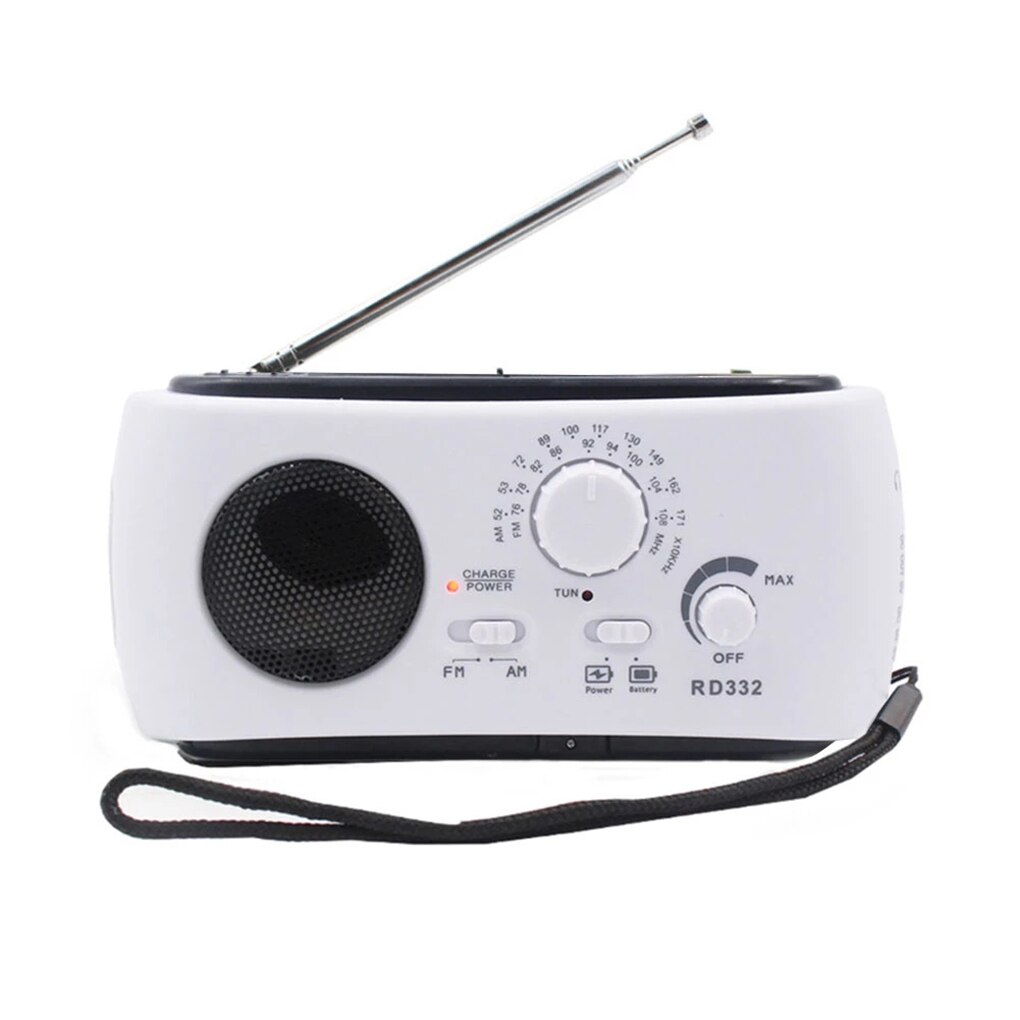 Mini Portable Rechargeable Hand Crank Generator panel Stereo FM/AM Radio Speaker Solar Powered Radio with LED Light: Default Title