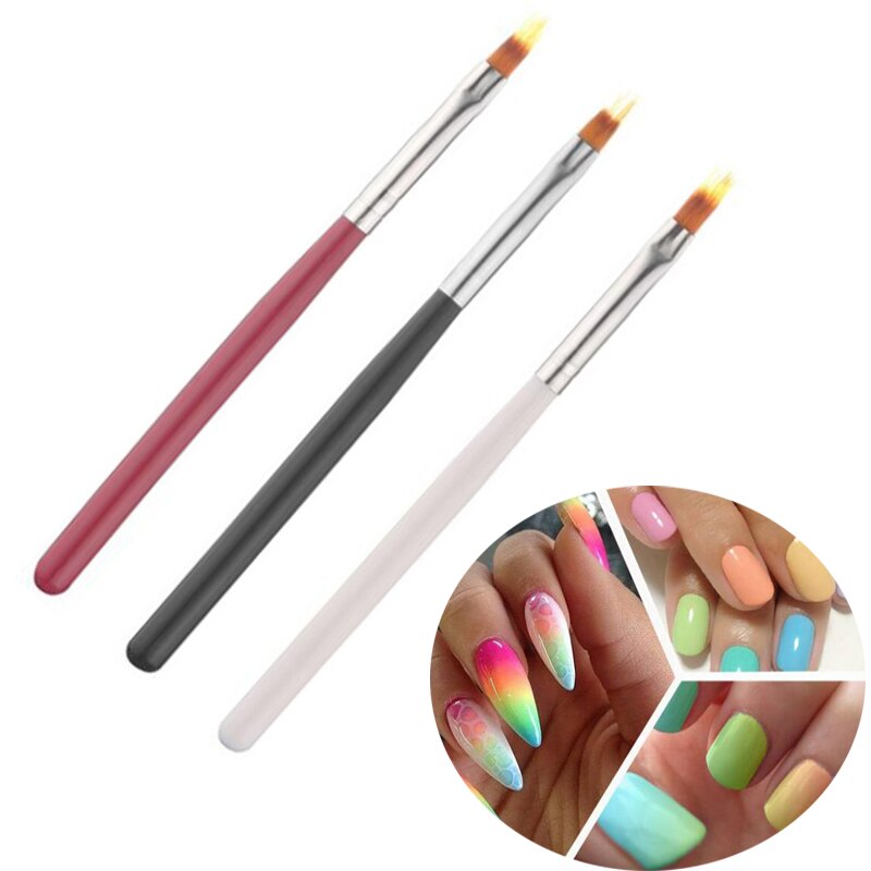 3Pcs Nail Art Brush Gel Brush Voor Nail Art Ombre Zachte Gradiënt Borstel Voor Manicure Nagellak Tekening Schilderen decor Pen