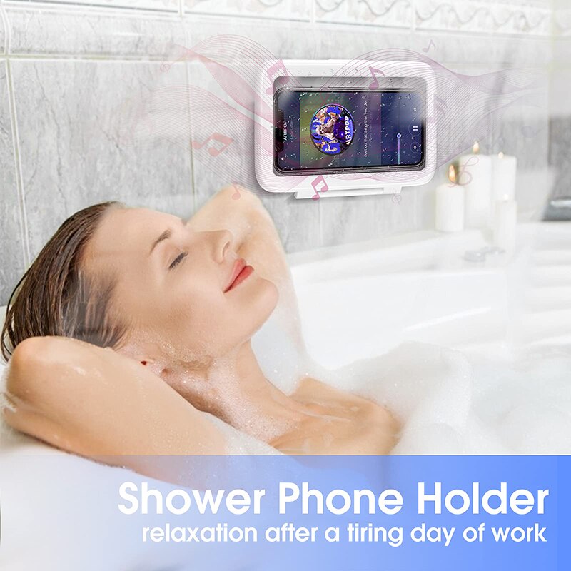 Shower Phone Holder Waterproof 360° Rotation Shower Phone Case HD Touch Screen Wall Mount up to 6.8inch Bathroom Accessories