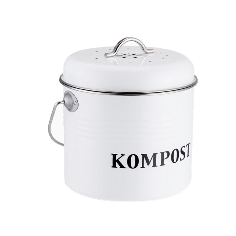 Compost Bin For Kitchen Counter 1.5 Gallon Powder-Coated Iron Kitchen Pail With Lid, Trash Can Bucket, Recycling Caddy