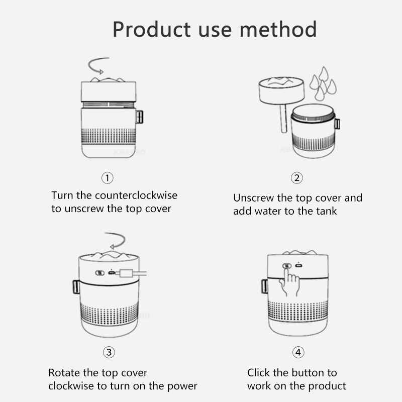 KBAYBO 500ML desktop air humidifier ultrasonic aromatherapy essential oil diffuser portable aromatic sprayer home office