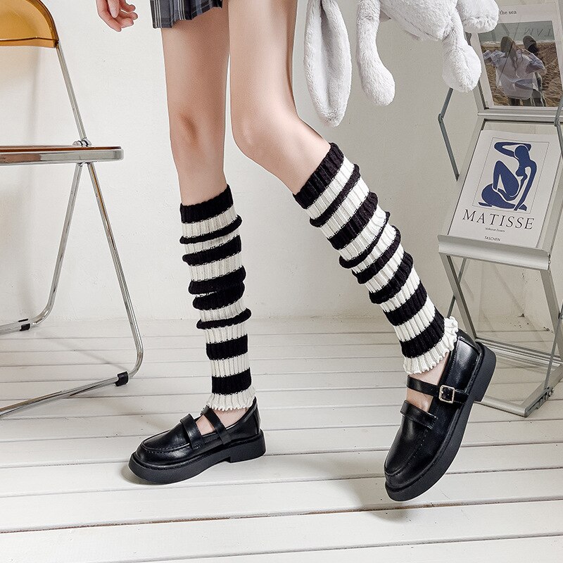 Jambières japonaises et coréennes pour filles, protection des jambes au dessus du genou, chaussettes JK à rayures, danse de Ballet latine