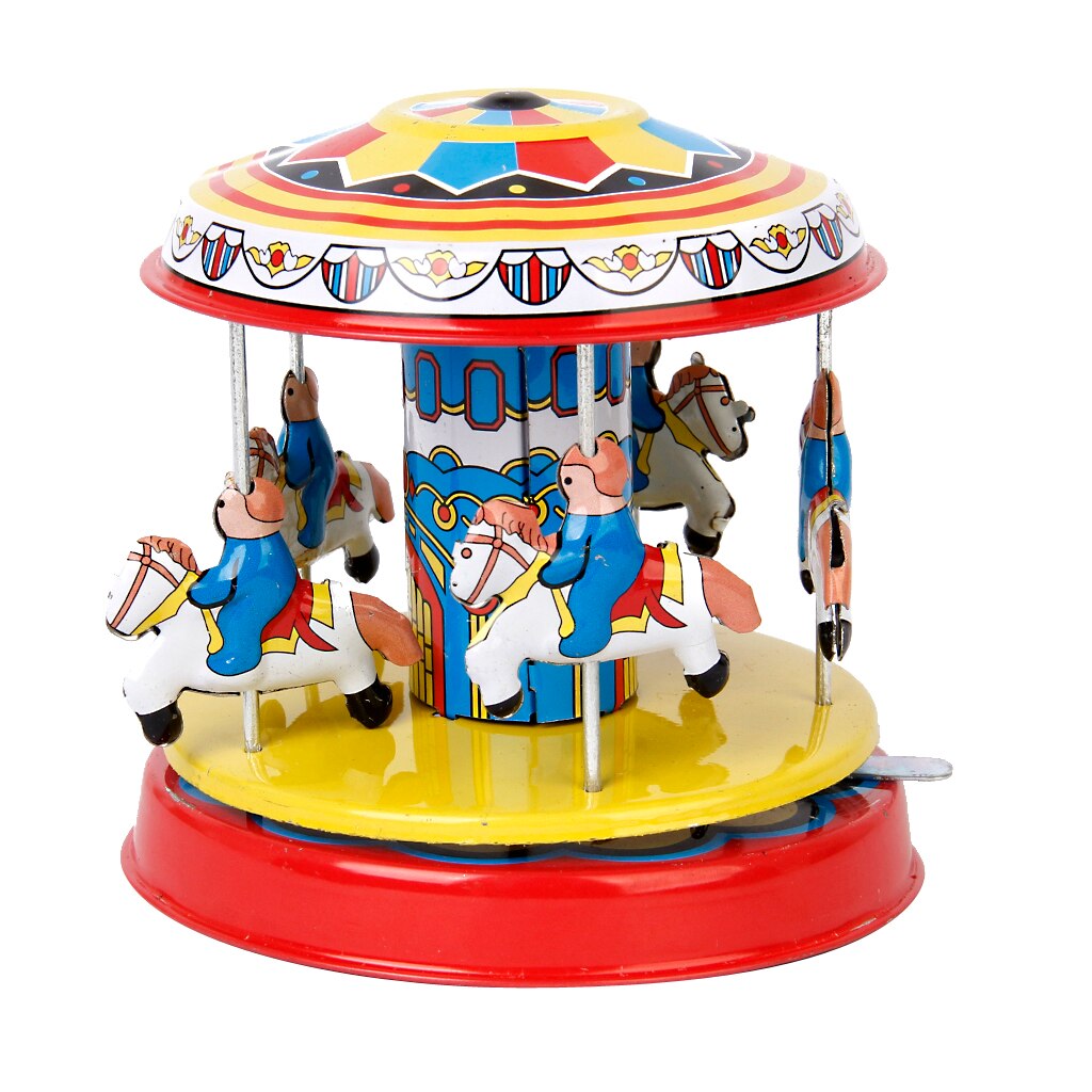 Colorful Carousel Model Tin Toys Collectible for Little Girls & Boys