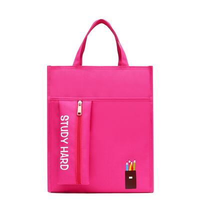 Students' Tutorial Bags A4 Canvas Waterproof Hand Bag Pencilbag Large Capacity Schoolbag Office School Supplies: 8