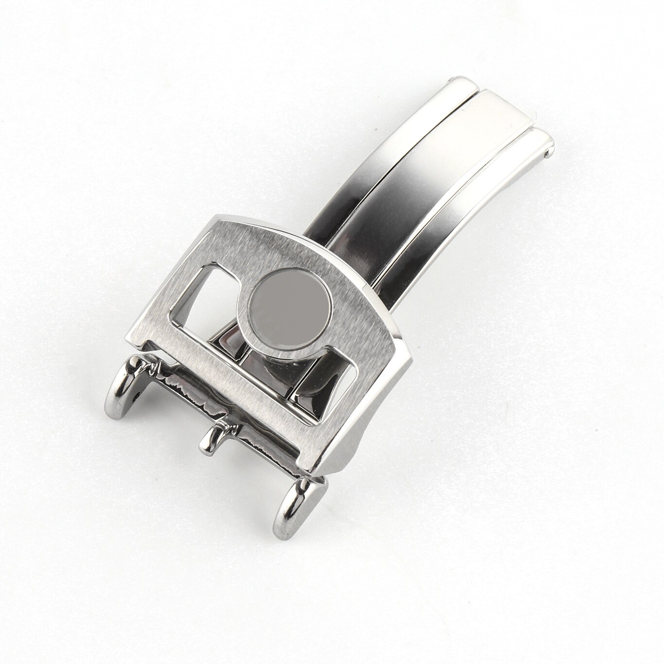 18mm 316L Edelstahl Einsatz Klapp Verschluss für IWC markieren 18 groß Pilot Portugiesisch Lederband Gummi Armbinde: silve1 mit Wörter
