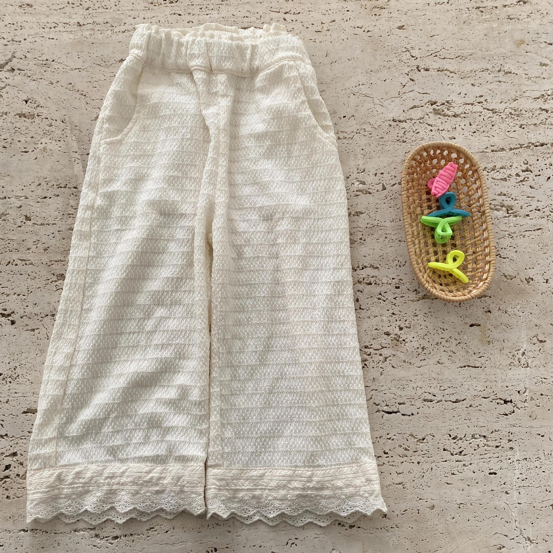 Pantalon élastique à la taille, longueur cheville, ample, droit, solide, Simple, confortable, doux, à la , moderne, propre, pour enfants filles, été