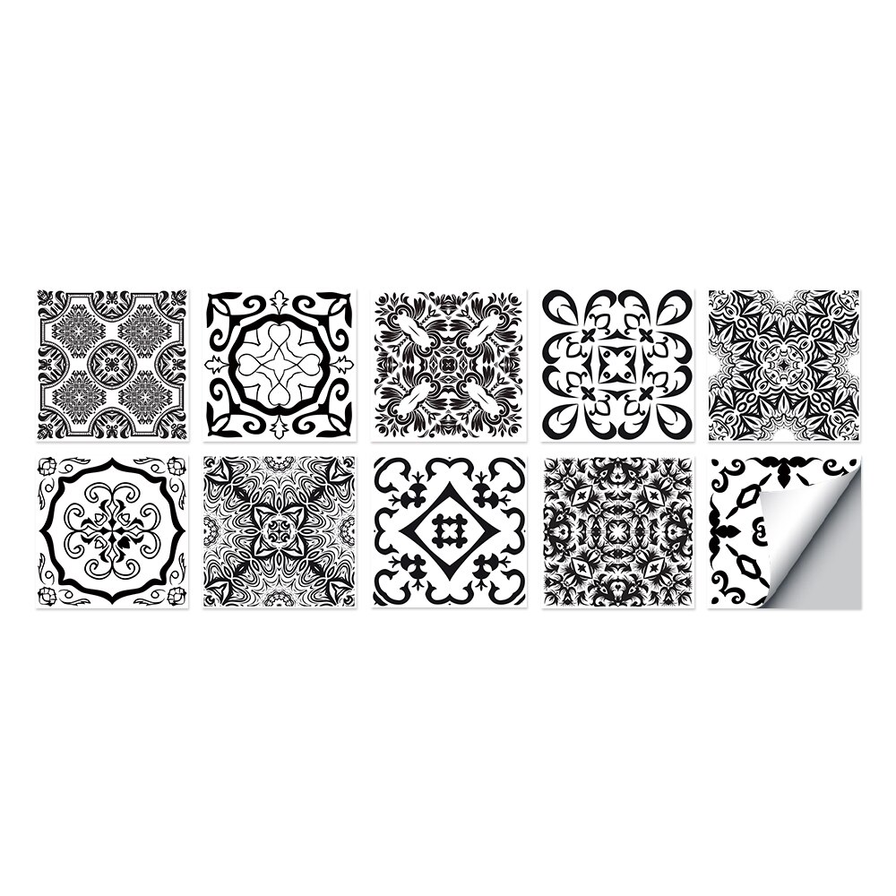 10 st europeisk stil hård film kakel kakel renovering tv bakgrund väggdekaler vattentäta och oljesäkra kakel klistermärken: 20 x 20cm x10 st