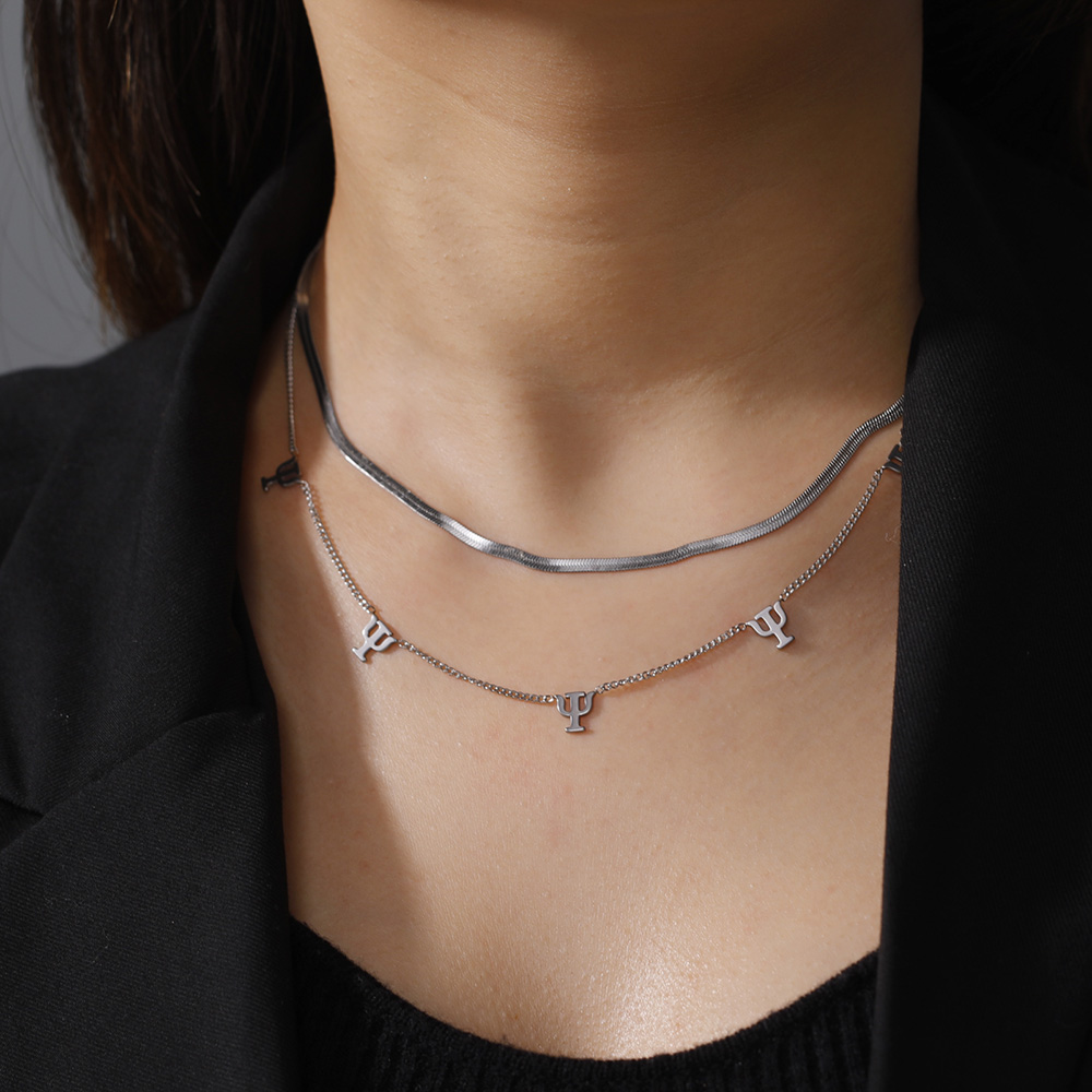 Collana Con Ciondolo Simbolo Psi (Ψ) In Acciaio Inox, Lettera Greca Psicologia, Regalo Per Studenti E Psicologi