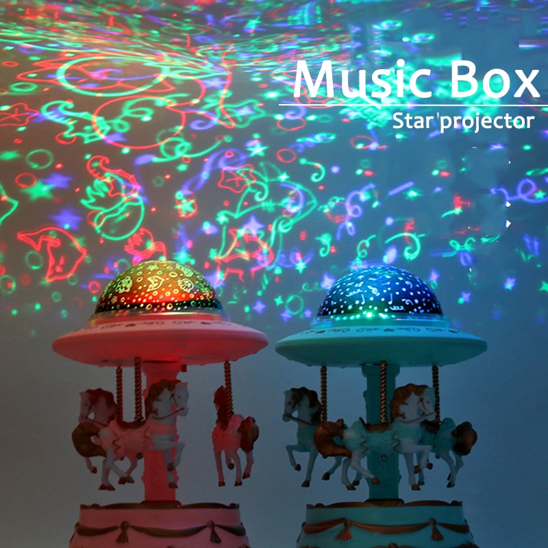 Baby Lichtgevende Speelgoed Starry Light Night Carrousel Muziekdoos Speler Projector Lamp Baby Kids Led Slaap Sussen Verlichting