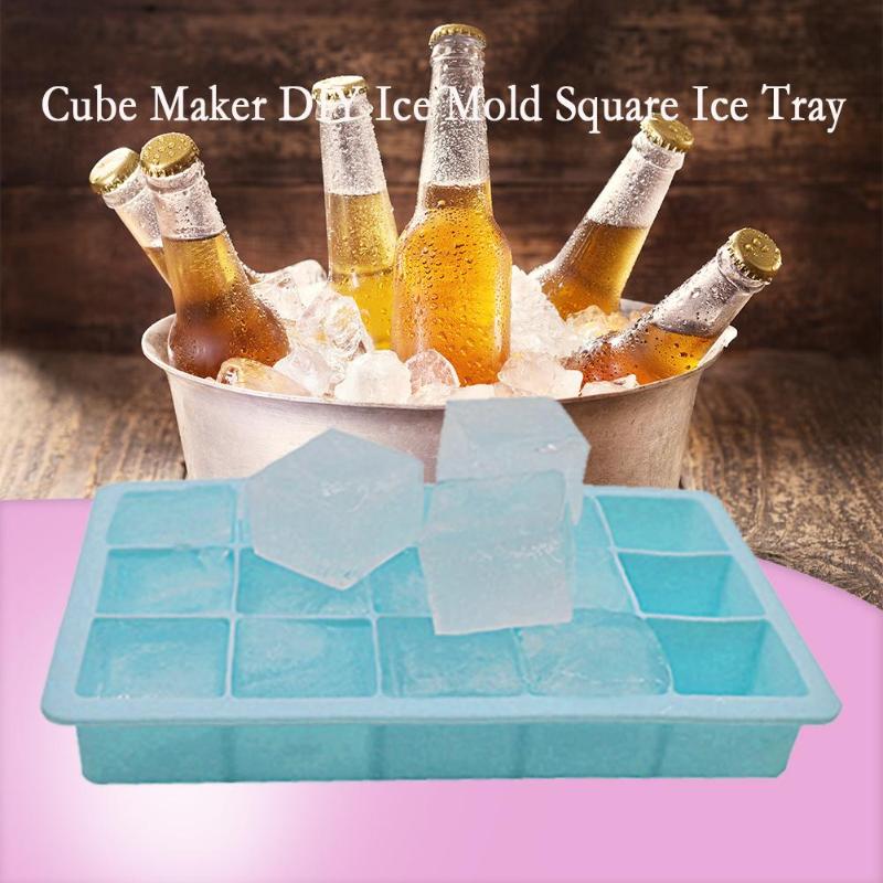 15 Grids Silicone Ice Cube Maker Form For Ice Candy Cake Pudding Chocolate Molds Easy-Release Square Shape Ice Cube Trays Molds