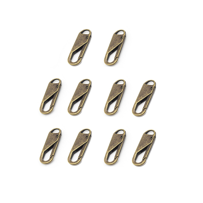 10 stuks Rits Slider Puller Instant Rits Reparatie Tas Vervanging Slechte Gesp Reistas Koffer Rits Hoofd DIY Naaien Craft: 3# / Antiek Zilver