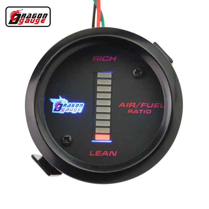 Dragon 52mm Auto Car Electronic Digital LED Engine Air Fuel Ratio Gauge Narrowband Oxygen Sensor Lean Rich Meter