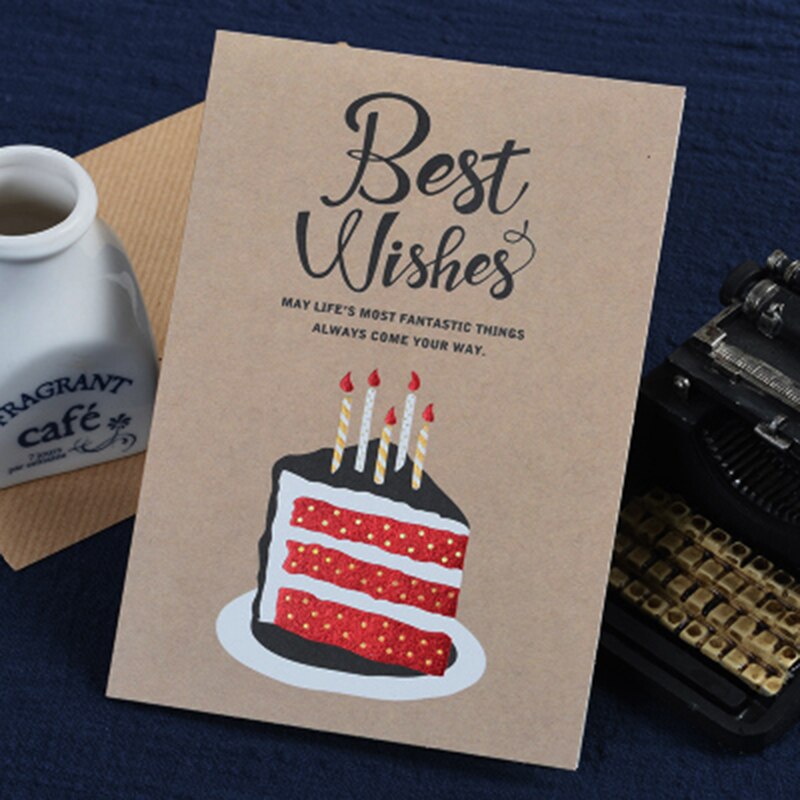 Vintage Birthday Cards Business Kraft Happy Birthday Greeting Cards Message Cards Party