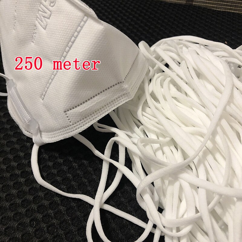 Mascarilla facial de goma elástica, 1 rollo de 3mm, 1000 metros, banda elástica, cuerda: 250 g N95 Rope
