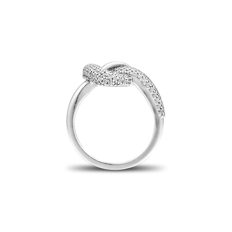 Knotted Heart Ring Jewelry 925 Sterling Silver Rings for Women Pave Stone Female Ring Silver Jewelry Girls Wedding Rings