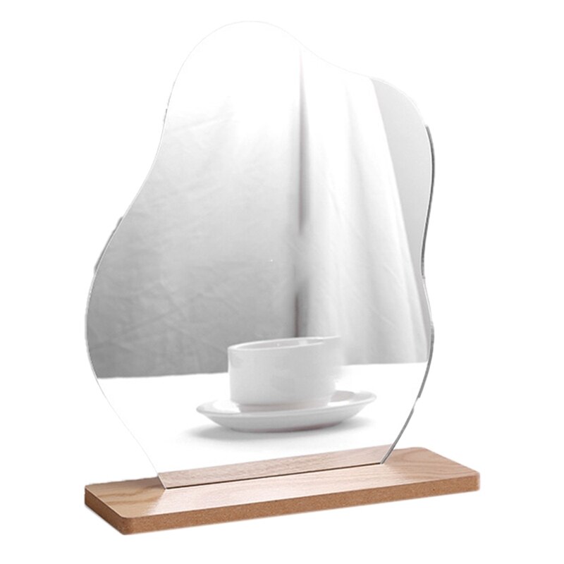 Koreaanse Stijl Make-Up Spiegel Ins Acryl Decoratieve Spiegel Houten Base Cosmetische Beauty Tools: YELLOW