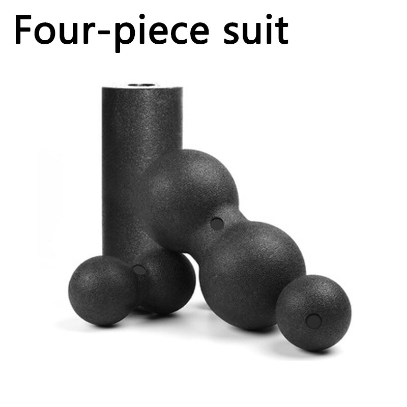 Rodillo de bloque de espuma para Yoga, juego de pelota de cacahuete negra para deportes de ocio, Bola de masaje de acupuntura, Bola de Fascia para relajarse, todo el cuerpo: Four-piece suit