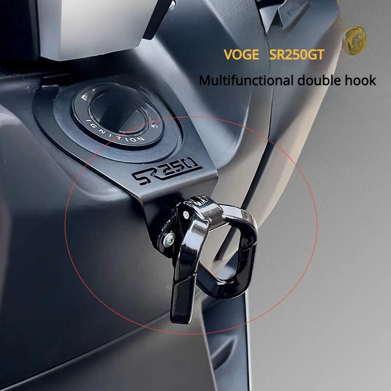 For VOGE SR250GT modified storage hook, aluminum alloy front multi-purpose hook, helmet hook motorcycle accessories