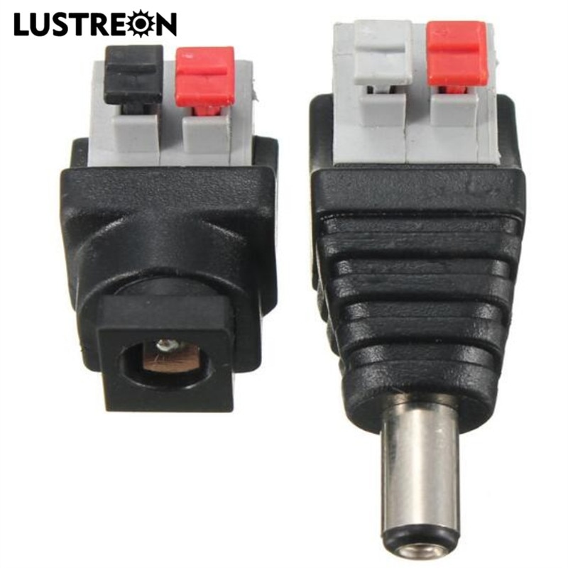 LUSTREON DC Power Man Vrouw 5.5*2.1mm Connector Adapter Plug Kabel Geperst voor LED Strips 12 V