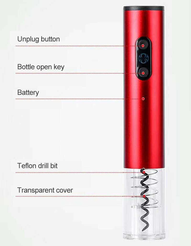 Elettrico automatico Apri del vino Apri di Bottiglia di vino Rosso Elettrico Apribottiglie barattolo apriscatole Accessori Da Cucina gadget Apri di Bottiglia