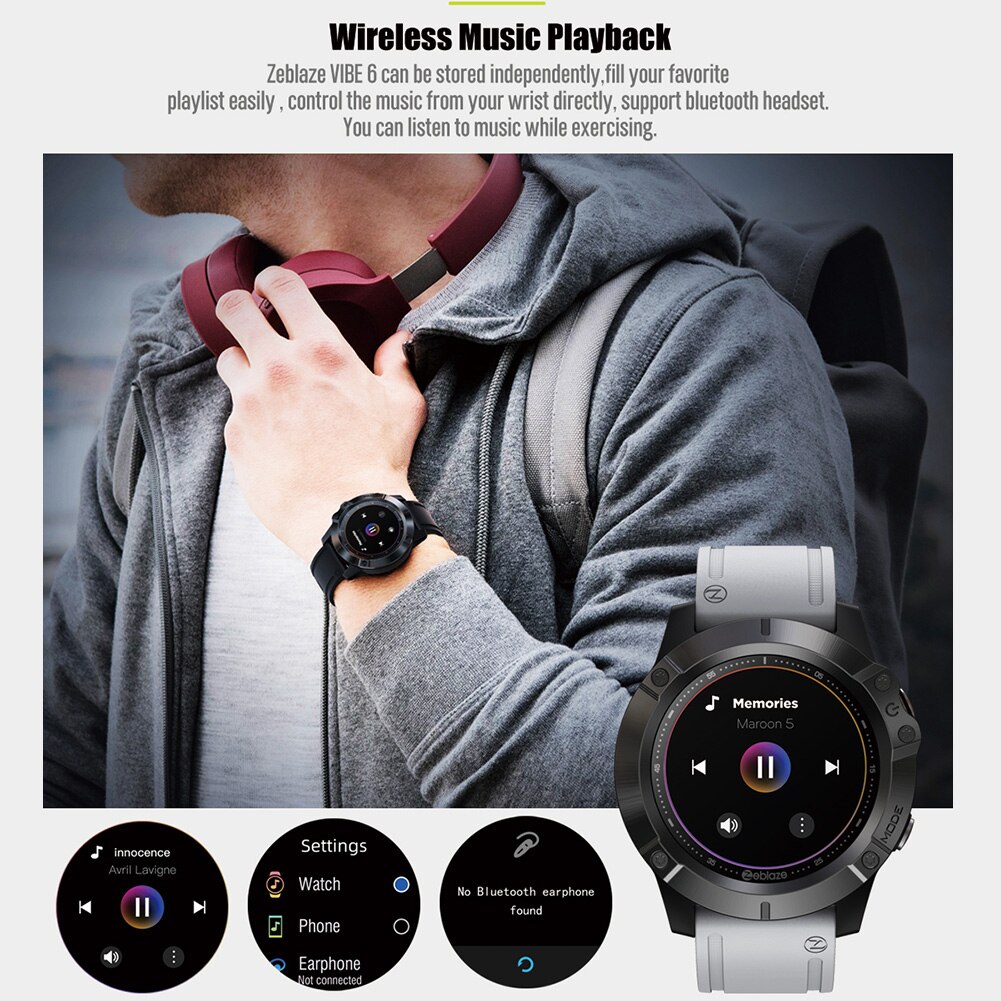 Zeblaze VIBE 6 Smart watch Music Player Receive/Make Call Heart Rate 25 days Battery Life smartwatch sport watch