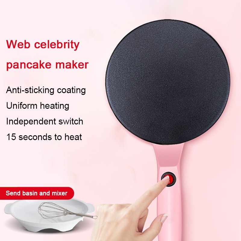 Máquina Eléctrica multifuncional para hacer tortitas, máquina antiadherente para hacer crepes, con rodillo de primavera para la piel, para el hogar