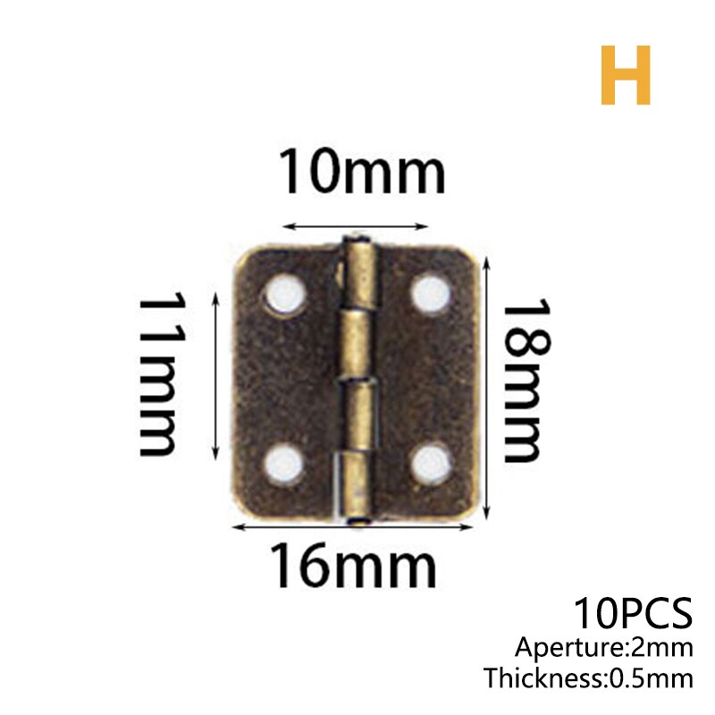 10Pcs Mini Metal Hinges Retro Door Hinges Hinge Flat Hinge 180 Degrees Furniture Hinges DIY Crafts Tool: H