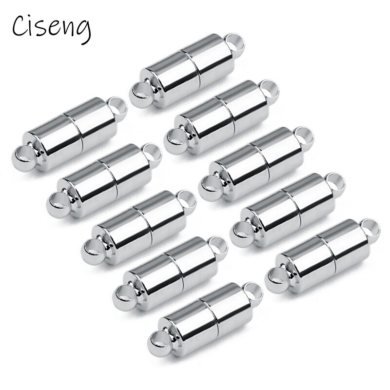 Ciseng 10 Stks/partij Rhodium Kleur Kolom Sterke Magneet Sluitingen Eindigend Caps Armband Connectors Voor Diy Armband Bevindingen Diy