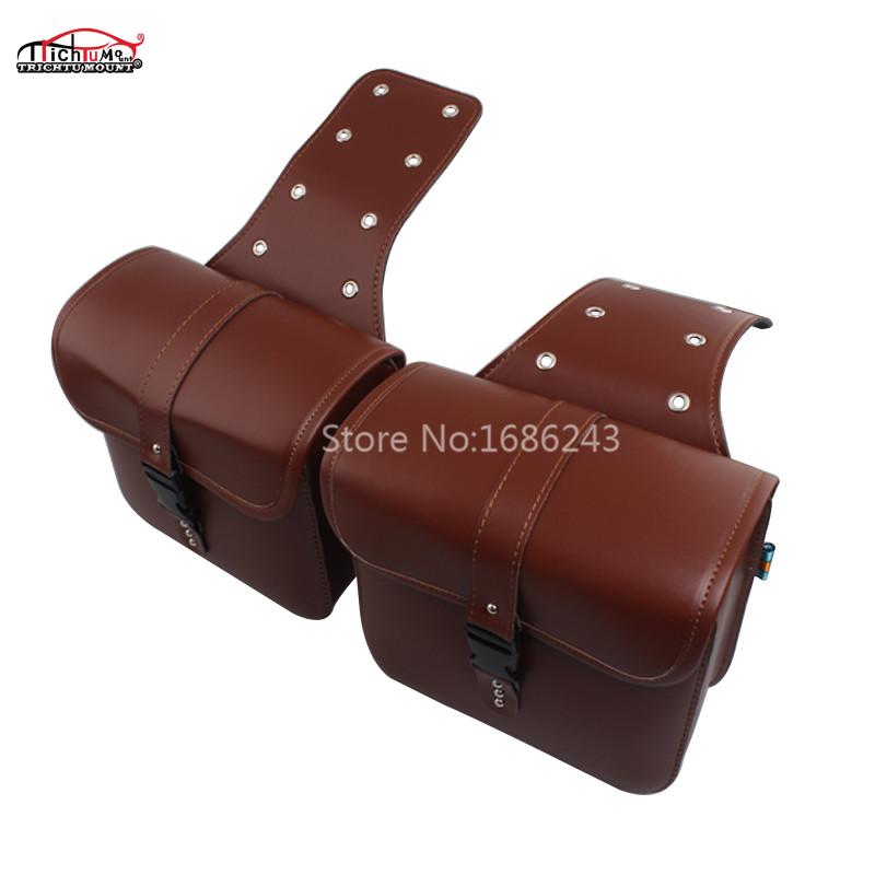 Leren Motor Zadeltassen Universele PU lederen motorfiets gereedschap Luggage tassen zadeltassen opbergtasje met anti-diefstal gecodeerd slot Waterproofmotorcycle fietstassen