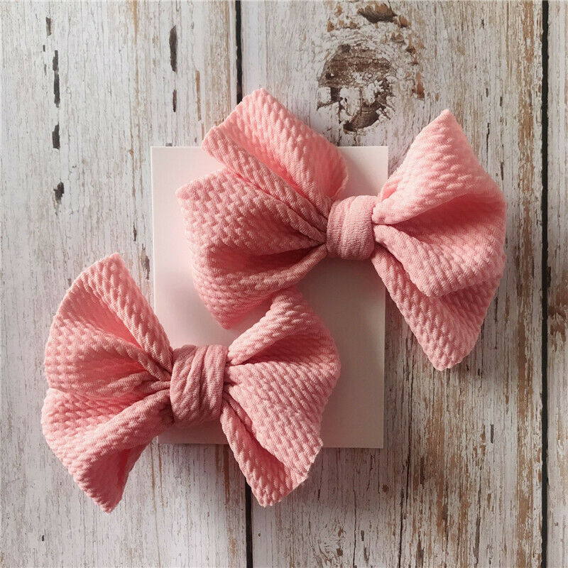 2Pcs Infant Kids Baby Girls Hair Bow Clips Headwear Ribbon Bowknot Barrettes: I