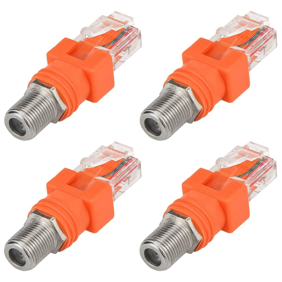 Coaxiaal Naar Ethernet Adapter, 4 Pack Coax Rf F Female Naar Rj45 Mannelijke Omzetter Voor Lijntester