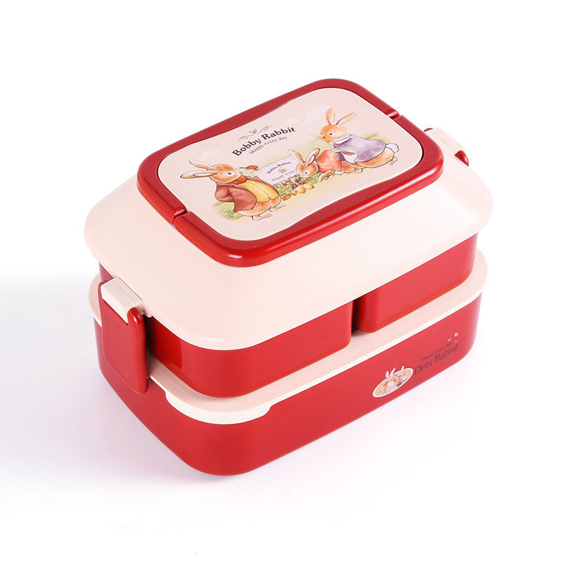 Portable Lunch Box For Girls School Kids Plastic Picnic Bento Box Microwave Food Box With Compartments Storage Containers bento: Red 1500ML