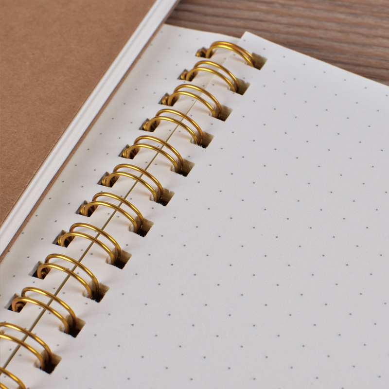 A5 Spiral Notebook Kraft Dot Grid Time Management Blank Book Coil Journal Weekly Planner Notepad School Office Supplies